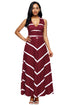 Sexy Wine V Neck Cut out Back Printed Maxi Dress